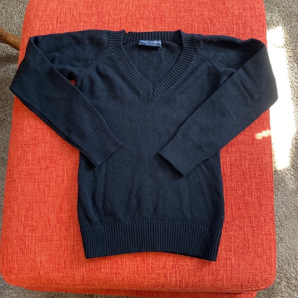 Dolce & Gabbana Black V-Neck Wool Sweater
